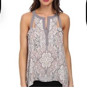 BCBGMaxAzria Clementine clay grey and Pink Patterned Blouse - Medium